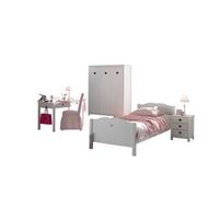 Vipack Amori Lit Simple + Table De Chevet + Bureau + Armoire 3 Portes