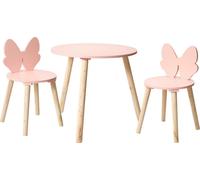 Ensemble de meubles pour enfants avec nœud rose : table + 2 chaises