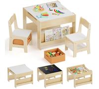 Ensemble de meubles pour enfants Clevich, en bois, comprenant une banquette, une table pour enfants avec 2 chaises, le tout en bois