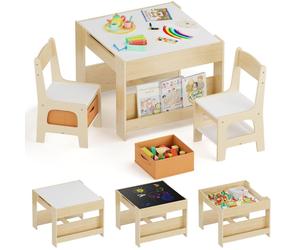 Ensemble de meubles pour enfants Clevich, en bois, comprenant une banquette, une table pour enfants avec 2 chaises, le tout en bois