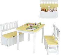 Ensemble de meubles pour enfants en bois, composé de 4 pièces et comprenant un espace de rangement