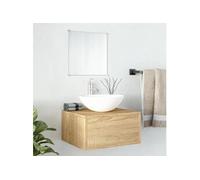vidaXL Ensemble de meubles salle de bain 2 pcs 242558 – chêne bois d'ingénierie, miroir, marron
