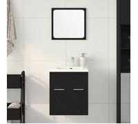 Ensemble de meubles salle de bain - 2 pcs - Chêne noir - Miroir inclus - Montage mural