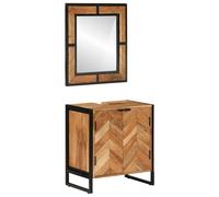 Ensemble de meubles salle de bain 2 pcs fer et bois d'acacia