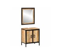 Vidaxl Ensemble De Meubles Salle De Bain 2 Pcs Fer Et Bois De Manguier Multicolore
