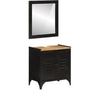 Ensemble de meubles salle de bain 2 pcs fer et bois de manguier Noir G