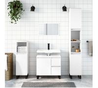 Ensemble de meubles salle de bain - vidaXL - 3 pièces - Blanc - Bois d'ingénierie - Pieds en fer
