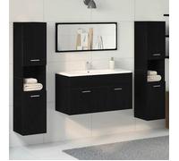 Ensemble de meubles salle de bain - vidaXL - Chêne noir - Miroir - Porte affleurante - Design mural
