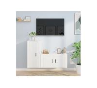 Ensemble de Meubles TV 2 pcs, Armoires de Télévision Murales, Meubles Télé Salon Salle de Séjour, Moderne, Blanc Bois d'Ingénierie