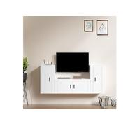 Ensemble de Meubles TV 3 pcs, Armoires de Télévision Murales, Meubles Télé Salon Salle de Séjour, Moderne, Blanc Bois d'Ingénierie