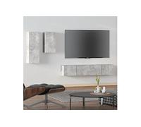 vidaXL Ensemble de Meubles TV 4 pcs Centres de Divertissement Armoires Multimédia Meubles de Salle de Séjour Intérieur Gris Béton Bois d'Ingénierie Gris G