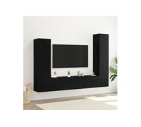 Ensemble de Meubles TV 4 Pièces Mural Chêne Noir Bois Ingénierie Système de Gestion de Produits