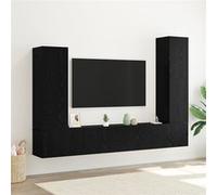 Ensemble de Meubles TV 4 Pièces Mural Chêne Noir Bois Ingénierie Système de Gestion de Produits
