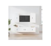 Ensemble de Meubles TV 5 pcs, Armoires de Télévision Murales, Meubles Télé Salon Salle de Séjour Intérieur, Blanc Bois d'Ingénierie