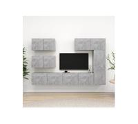 Ensemble de meubles TV 6 pcs Gris béton Bois d ingénierie