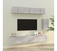 Ensemble de Meubles TV 6 pcs Gris béton Bois d'ingénierie, Meubles TV muraux avec Grand Espace de Rangement pour Salon et Chambre, Meuble TV Multifonction, Design Moderne et Durable