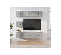 Ensemble de Meubles TV 7 pcs, Armoires de Télévision Murales, Meubles Télé Salon Salle de Séjour Intérieur, Sonoma Gris Bois d'Ingénierie