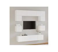 vidaXL Ensemble de Meubles TV 8 pcs Centres de Divertissement Armoires Multimédia Meubles de Salle de Séjour Intérieur Blanc Bois d'Ingénierie Blanc G