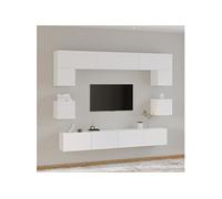 vidaXL Ensemble de Meubles TV 8 pcs Centres de Divertissement Armoires Multimédia Meubles de Salle de Séjour Intérieur Blanc Bois d'Ingénierie Blanc G