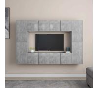 vidaXL Ensemble de Meubles TV 8 pcs Gris béton Bois d'ingénierie