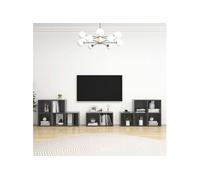 Ensemble de meubles TV 8 pcs Gris brillant Bois d ingénierie