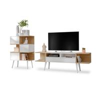 Ensemble de Meubles TV komodee FORIO - Meuble TV et Étagère - Blanc - Chene 230 x 35 x 102 cm