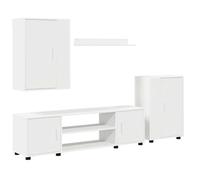 Ensemble de meubles TV mural - vidaXL - Blanc - Bois d'ingénierie - 140x40x33 cm - 4 pièces - Montage mural