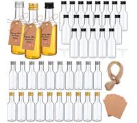 Ensemble de mini bouteilles de liqueur 10/30/50/100 pièces, bouteilles en plastique de 1,7 oz, bouchons noirs/argentés/dorés, bouteilles à liqueur, bouteilles à jus Silver lids