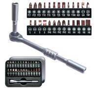 Ensemble de mini tournevis à cliquet 29 en 1, tournevis à angle droit, tournevis décalé court avec embouts Phillips, plats, Torx, hexagonaux, carrés, Pozidriv S2 en alliage d'acier (60 dents)
