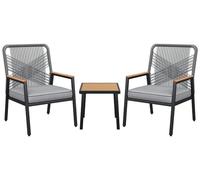 Ensemble de mobilier de jardin 3 pièces - Ensemble de mobilier pour balcon - 2 chaises, 1 table - En résine tressée avec structure métallique - Livré avec coussins de siège - Capacité de charge jusqu'