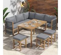 Ensemble de mobilier de jardin avec coussins, banquette d'angle, ensemble de salon en polyrotin, ensemble de balcon, ensemble de table et chaises d'extérieur pour 7 à 8 personnes, comprenant une banqu
