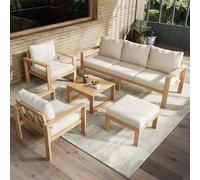Ensemble de mobilier de jardin - Bois de chêne - 4 à 6 places - Banc 3 places - Finition naturelle