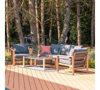 Ensemble de mobilier de jardin : canapé, fauteuil et table pour la terrasse, anthracite / marron, 203 x 77 x 73,7 cm