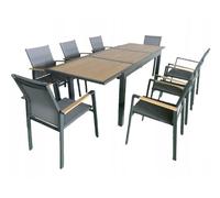 Ensemble de mobilier de jardin comprenant une table pliante de 160/240 cm et 8 chaises, marque GRILL&GARDEN