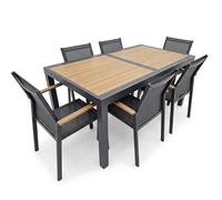 Ensemble de mobilier de jardin comprenant une table pliante de 160 cm / 240 cm et 6 chaises, marque GRILL&GARDEN