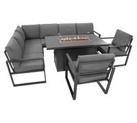 Ensemble de mobilier de jardin en aluminium pour 7 personnes, avec foyer