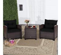 Ensemble de mobilier de jardin en polyester 3 places, salon en rotin, 2 chaises et 1 buffet, mobilier de jardin, ensemble de bistrot, salon de jardin