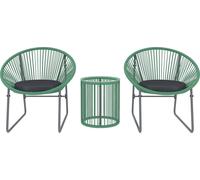 Ensemble de mobilier de jardin en polyrotin, pour 2 personnes, ensemble 3 pièces comprenant 2 chaises, une table d'appoint et des coussins, salon de jardin résistant aux intempéries pour le jardin ou 