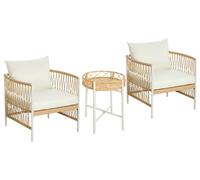 Ensemble de mobilier de jardin en rotin, comprenant 2 chaises de jardin et une table d'appoint, de couleur jaune