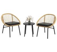 Ensemble de mobilier de jardin en rotin Outsunny, 3 pièces : ensemble pour balcon comprenant une table basse et 2 chaises