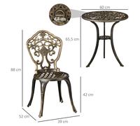 Ensemble de mobilier de jardin - Ensemble bistro de jardin - 3 pièces - Pour 2 personnes - Table ronde - Structure en métal - Aspect fer forgé