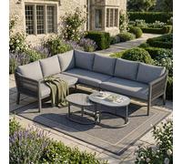 Ensemble de mobilier de jardin Flieks pour 6 personnes, canapé de jardin au design tressé, ensemble de mobilier de balcon avec 2 tables basses, ensemble de canapés, ensemble de jardin gris