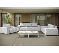 Ensemble de mobilier de jardin Kaiser 3-2-1 pour le jardin, la terrasse, ensemble lounge de jardin SONNE EXCLUSIVE gris clair