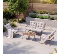 Ensemble de mobilier de jardin "Kivanta", 5 pièces : banc, chaises avec coussins, tables. Matériaux : acier, finition rouille/beige
