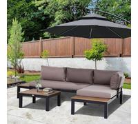 Ensemble de mobilier de jardin Outsunny 3 pièces – comprenant un canapé, des coussins et une table d'appoint, en aluminium, idéal pour l'extérieur et la terrasse