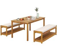 Ensemble de mobilier de jardin Outsunny, comprenant 3 pièces : une assise et une table à manger avec trou pour parasol