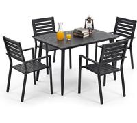 Ensemble de mobilier de jardin pour 4 à 6 personnes, groupe de sièges résistant aux intempéries pour l'extérieur, comprenant une grande table de jardin et des chaises empilables. Table à manger robust