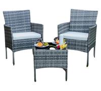 Ensemble de mobilier de jardin raumhirsch SANO, 3 pièces, en résine tressée : salon d'extérieur avec 2 fauteuils et une table d'appoint. Ensemble de mobilier pour terrasse ou bistro, couleur gris