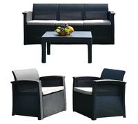 Relaxdays Ensemble jardin rotin synthétique 4 pcs