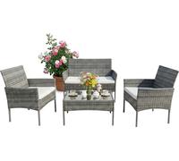 Relaxdays Ensemble jardin en polyrotin, 4 pièces